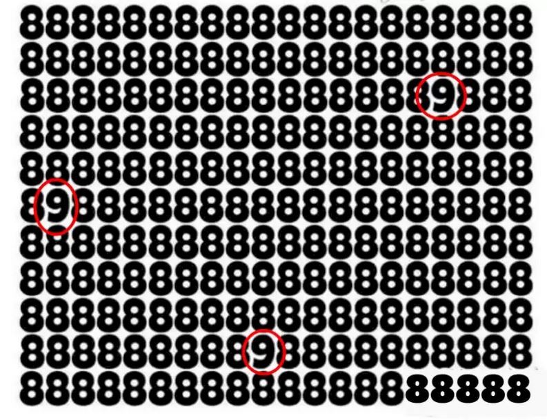 معمای توهم بینایی؛ چند عدد ۹ را می‌توانید در این تصویر ببینید؟