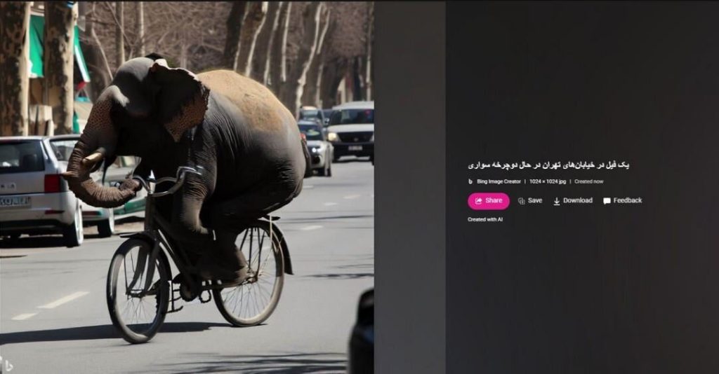دوچرخه‌سواری باورنکردنی یک فیل در خیابان‌های تهران!