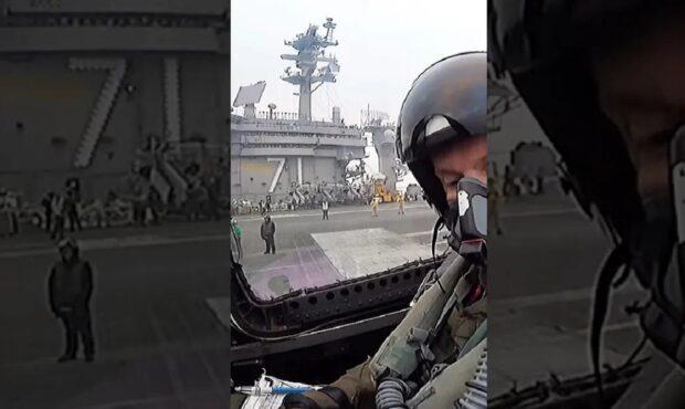 ویدئو/ لحظه تیک آف تند و تیز جنگنده اف ۱۸ از کابین خلبان